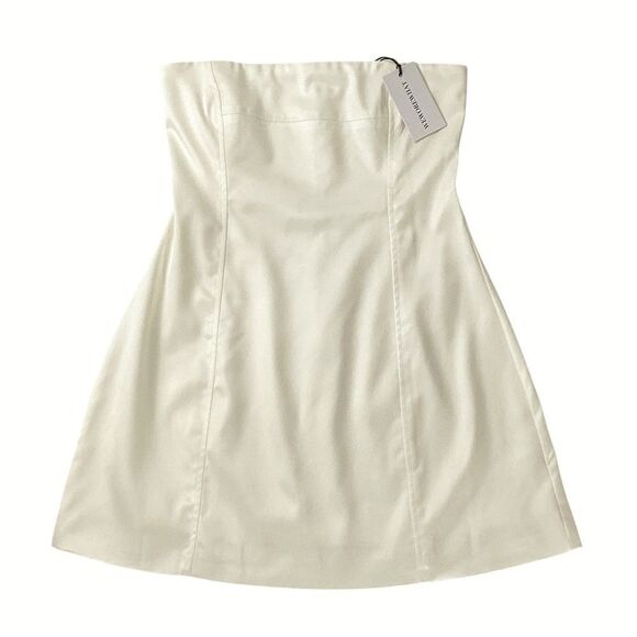 WeWoreWhat Size 2 NWT Strapless Peplum Mini Dress in Ecru Cream Ivory - Picture 4 of 11